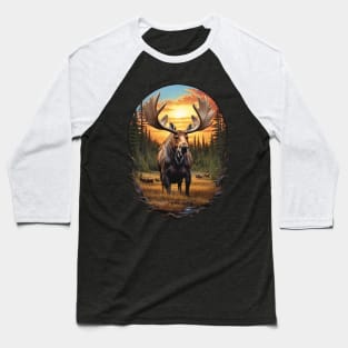 Smiling Moose Grazing Baseball T-Shirt